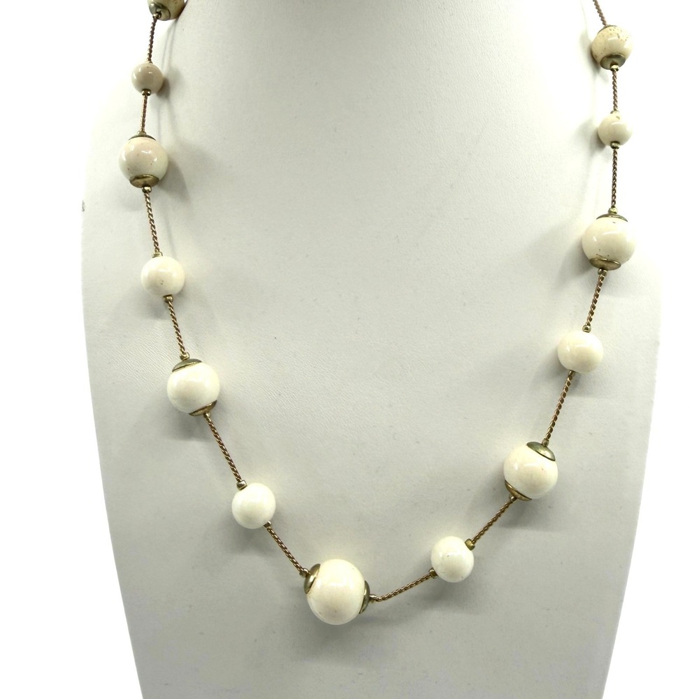 Elegant Cream Beaded Necklace Minimalist Statement Boho Accessory Gift Idea